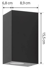 Prios applique esterni Irfan angolare nero 15,5 cm