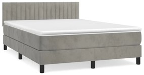 Giroletto a molle con materasso grigio chiaro 140x200cm velluto