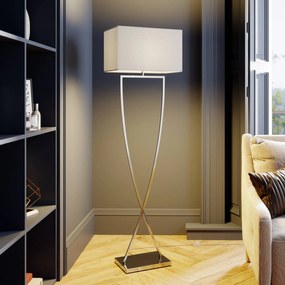 Lampada da terra Evaine Lucande, Bianco / Opale, Soggiorno / Sala da pranzo, Metallo, Moderno, Lampada da terra