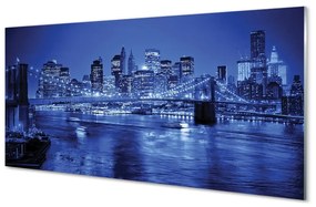 Quadro vetro Panorama ponte grattacieli fiume 100x50 cm