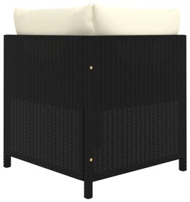 Set divani da giardino 5 pz con cuscini in polyrattan nero