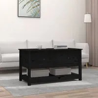 Tavolino da Salotto Nero 102x49x55 cm in Legno Massello di Pino 820925