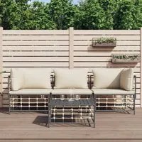 Set Divani da Giardino 4 pz con Cuscini Antracite in Polyrattancod mxl 100520