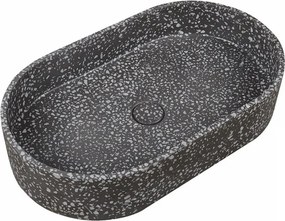 Lavabo da appoggio ovale con finitura terrazzo nero | KTERL-600N - KAMALU