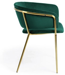 Kave Home - Sedia Runnie in velluto verde con gambe in acciaio verniciate oro FR