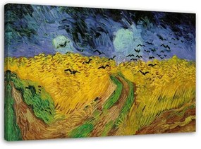 Quadro su tela, RIPRODUZIONE Campo di grano con corvi V. Gogh  Dimensioni 120x80