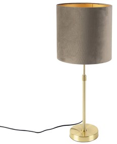 Lampada da tavolo intelligente dorata con paralume in velluto tortora 25 cm incl. Wifi A60 - Parte