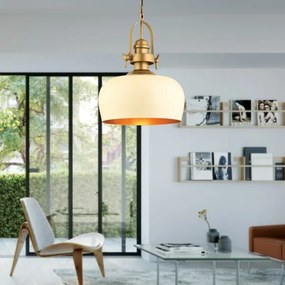 Lampadario a cavo MONZA 1xE27/40W/230V Ø 30 cm crema/bronzo