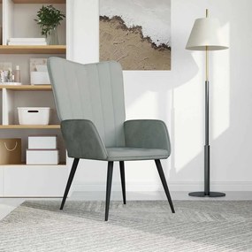 Sedia Relax Grigio Chiaro İn Velluto /