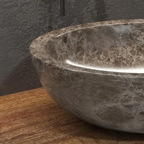 Lavabo bagno da appoggio in marmo grigio 40cm | Litos-EG40 - KAMALU