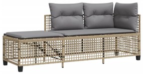 Set divano ad angolo 3 pz con cuscini beige misto polyrattan