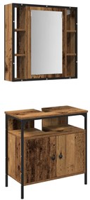 Set di mobili da bagno 2 pezzi in legno vecchio in legno ingegnerizzato
