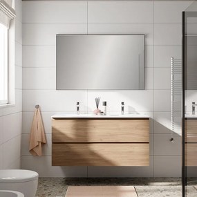 Mobile bagno con lavabo STEP L120 x H60 x P46 cm oak in mdf 2 cassetti per doppia vasca