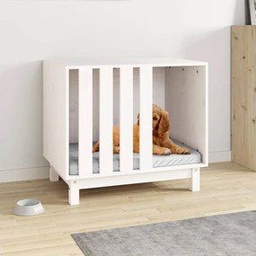 Casetta Per Cani Bianco 70x50x62 Cm İn Legno Massello Di Pino /