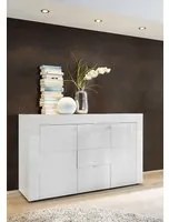 Credenza Moderna, Madia di Design, 2 ante e 3 cassetti, Bianco Lucido, ZLCEAY-MD2A3CBI