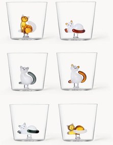 Set di 6 bicchieri fatti a mano in vetro borosilicato Cats