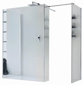 Box doccia walk-in Wens, vetro 6 mm, H 200 cm, profilo cromo