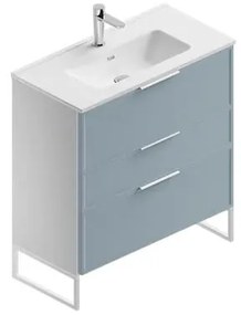 Mobile sottolavabo e lavabo Quadra per vasca centrale bianco-cielo in mdf L 80 x H 93 x P 39 cm 3 cassetti