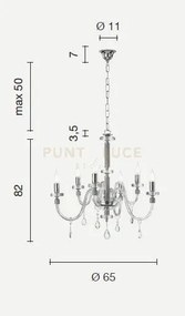 Lampadario dido 6 luci cristallo e oro attacco e14 d.65cm