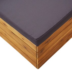 Pouf modulare 1 pz con cuscino in legno massello di acacia