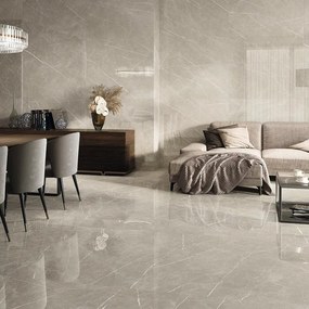 Piastrella da pavimento e rivestimento interno 120 x 120 cm Sp. 9 mm rettificato Eternal in gres porcellanato lucido taupe traffico medio forte (pei 3/5) 1.44 mq