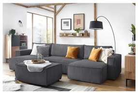 Sgabello in velluto a coste grigio scuro Nihad - Bobochic Paris