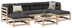 Set divani da giardino 7 pz con cuscini legno massello di pino