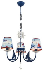 Lampadario per cameretta BOAT 3xE14/40W/230V blu