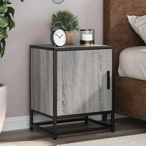 Comodino Grigio Sonoma 40x31x50 Cm Legno Multistrato E Metallo /