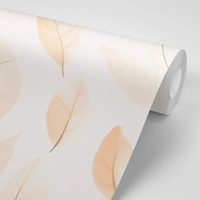 Carta da parati – Foglie delicate in tonalità Peach Fuzz