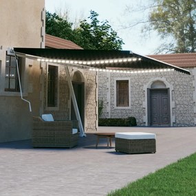 Tenda Da Sole Retrattile Manuale Con Led 600x300 Cm Antracite /