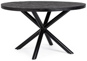 Tavolo HASTINGS rotondo Ø130 in legno di mango e base nera acciaio