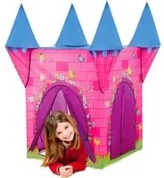 Tenda da Gioco per Bambini 110x110x132 cm Struttura in Plastica Tubolare Con 2 Torri Rosa