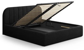 Letto matrimoniale imbottito nero con contenitore con rete inclusa 200x200 cm Juno – Windsor &amp; Co Sofas