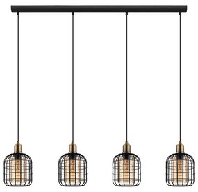 Lampadario Moderno Chisle 4 Luci Acciaio Nero