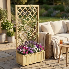 fioriera da giardino in legno di pino impregnato con griglia