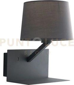 Applique a parete ciak grigia con usb 2a con mensola 1 luce attacco...