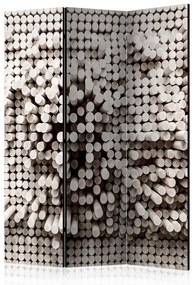 Paravento separè Fortezza bianca (3-parti) - mosaico di cerchi in 3D