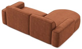 Divano angolare color terracotta (con penisola a sinistra/con chaise lounge) con rivestimento in ciniglia Omao – Makamii