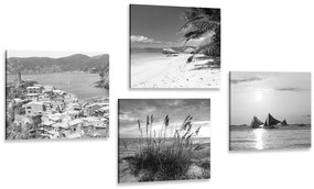 Set di quadri – Paradiso in terra in bianco e nero