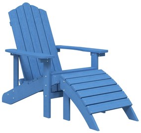 Sedia giardino poggiapiedi e tavolo adirondack hdpe blu acqua