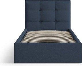 Letto singolo imbottito blu con contenitore con rete inclusa 90x200 cm Phaedra – Micadoni