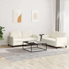 Set Di Divani 2 Pz Crema İn Velluto /