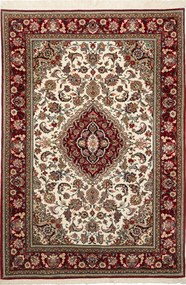 Isfahan Tappeto 110 x 150 Rosso (Iran) Annodato A Mano