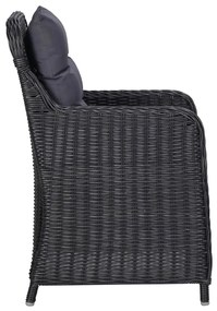 Set da pranzo da giardino 9 pz in polyrattan nero