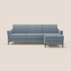 Dalia divano letto angolare con materasso alto 18 cm piedini alti e penisola contenitore in tessuto smacchiabile T17