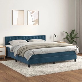 Giroletto A Molle Con Materasso Blu Scuro 160x200 Cm İn Velluto /