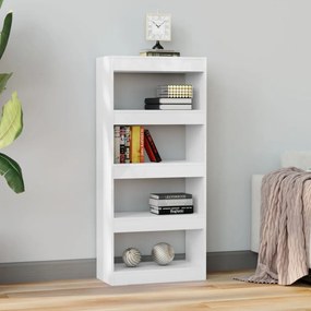 Libreria/divisorio bianco lucido 60x30x135 cm legno multistrato
