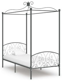 Letto a baldacchino grigio in metallo 100x200 cm