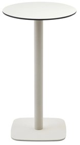 Kave Home - Tavolo alto rotondo per esterno Dina bianco gamba di metallo rifinita in bianco Ã˜ 60 x 96